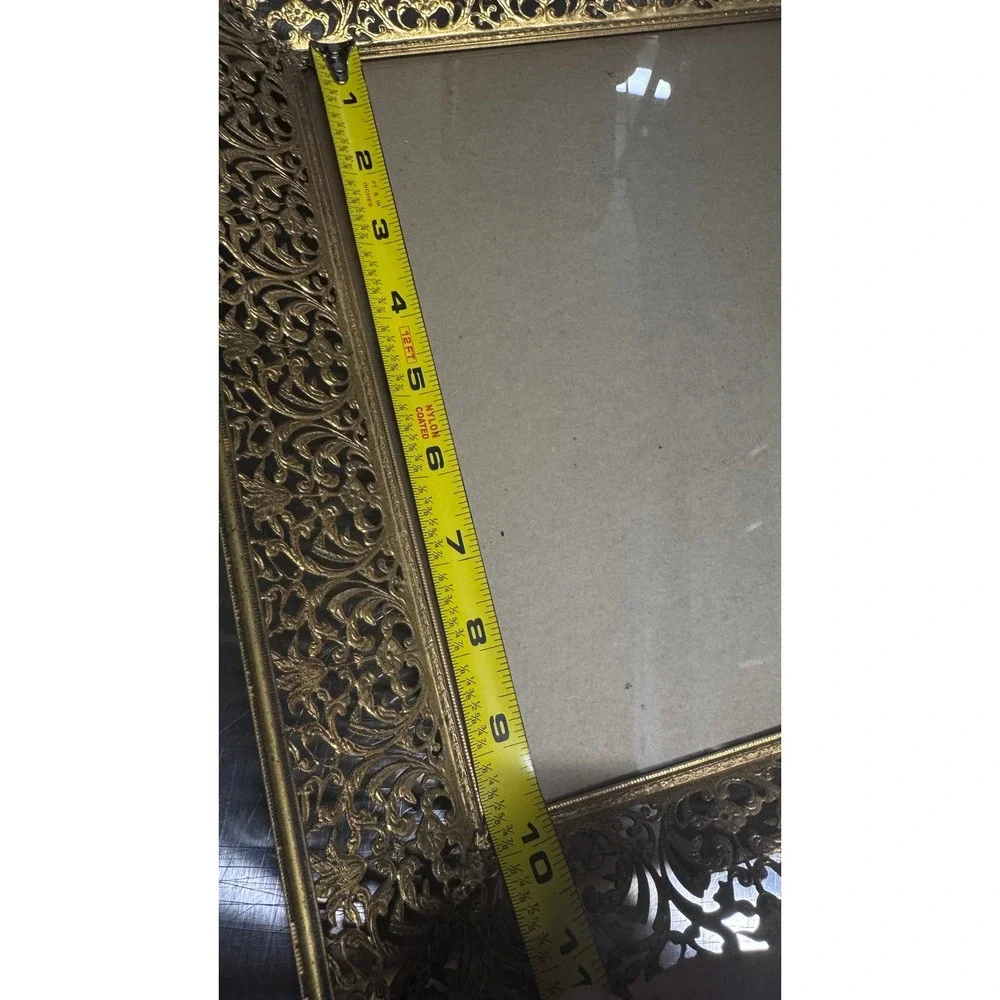 Vintage Ornate Brass Filigree Picture Frame Gold Tone Hollywood Regency 8x10